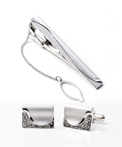 [セットで30%OFF] Silver925 ネクタイピン＆カフスセット