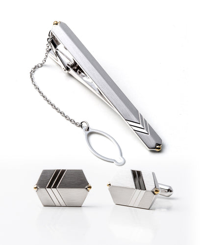 [セットで30%OFF] Silver925 ネクタイピン＆カフスセット