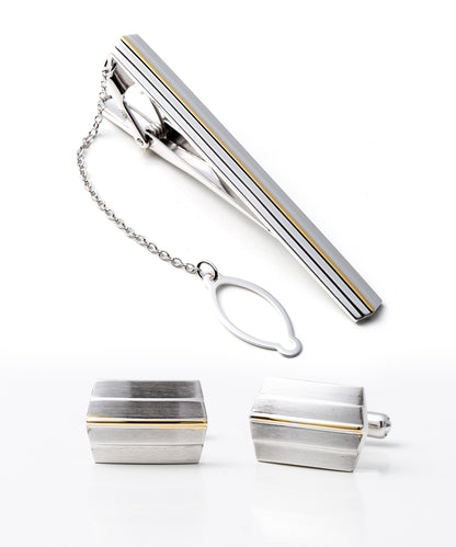[セットで30%OFF] Silver925 ネクタイピン＆カフスセット