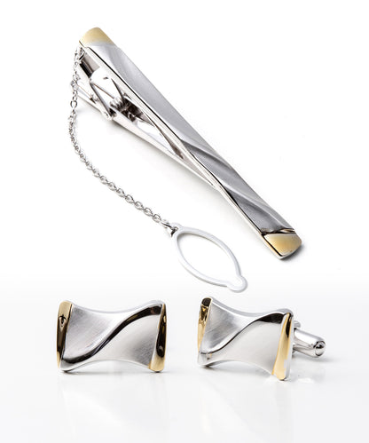 [セットで30%OFF] Silver925 ネクタイピン＆カフスセット